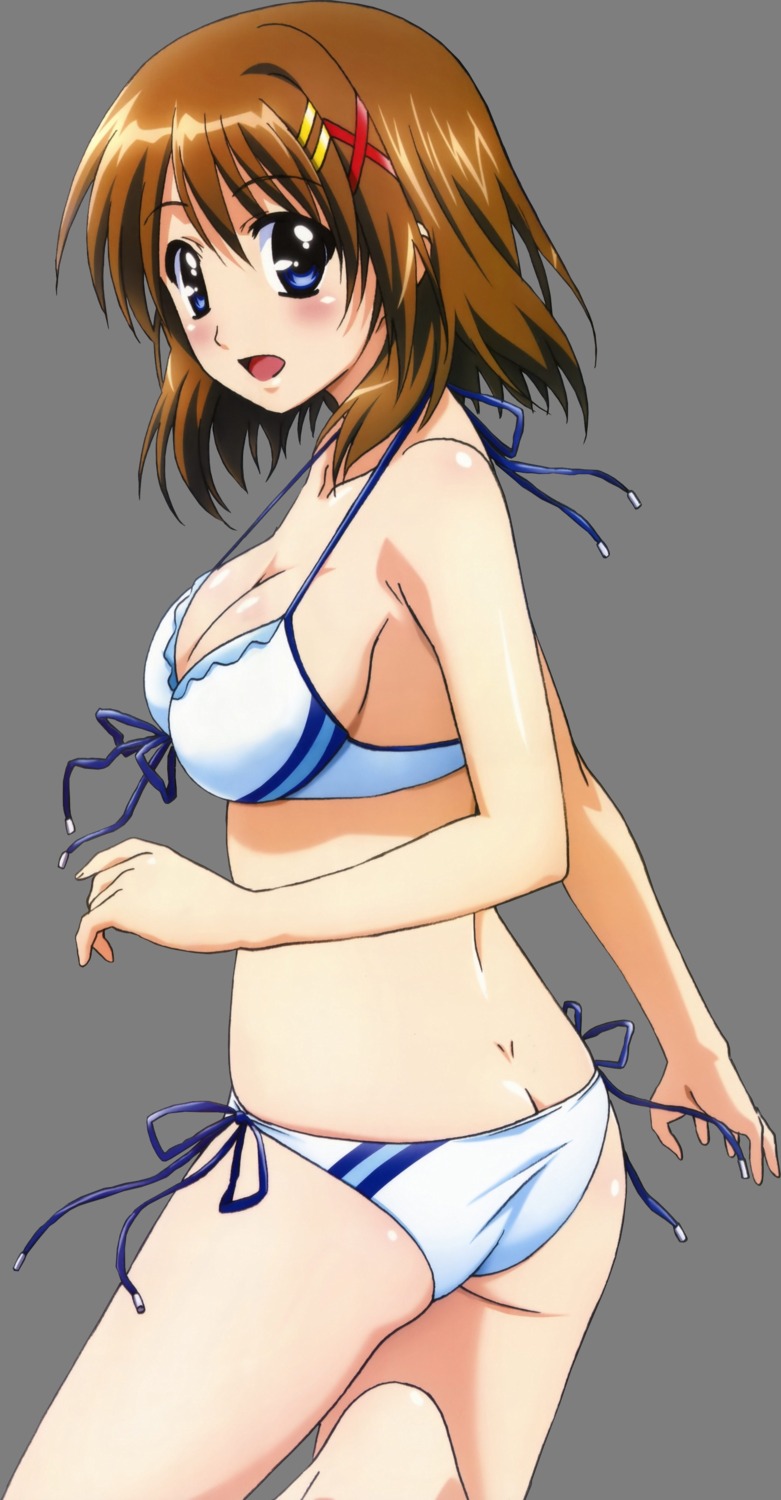 bikini cleavage mahou_shoujo_lyrical_nanoha swimsuits transparent_png yagami_hayate