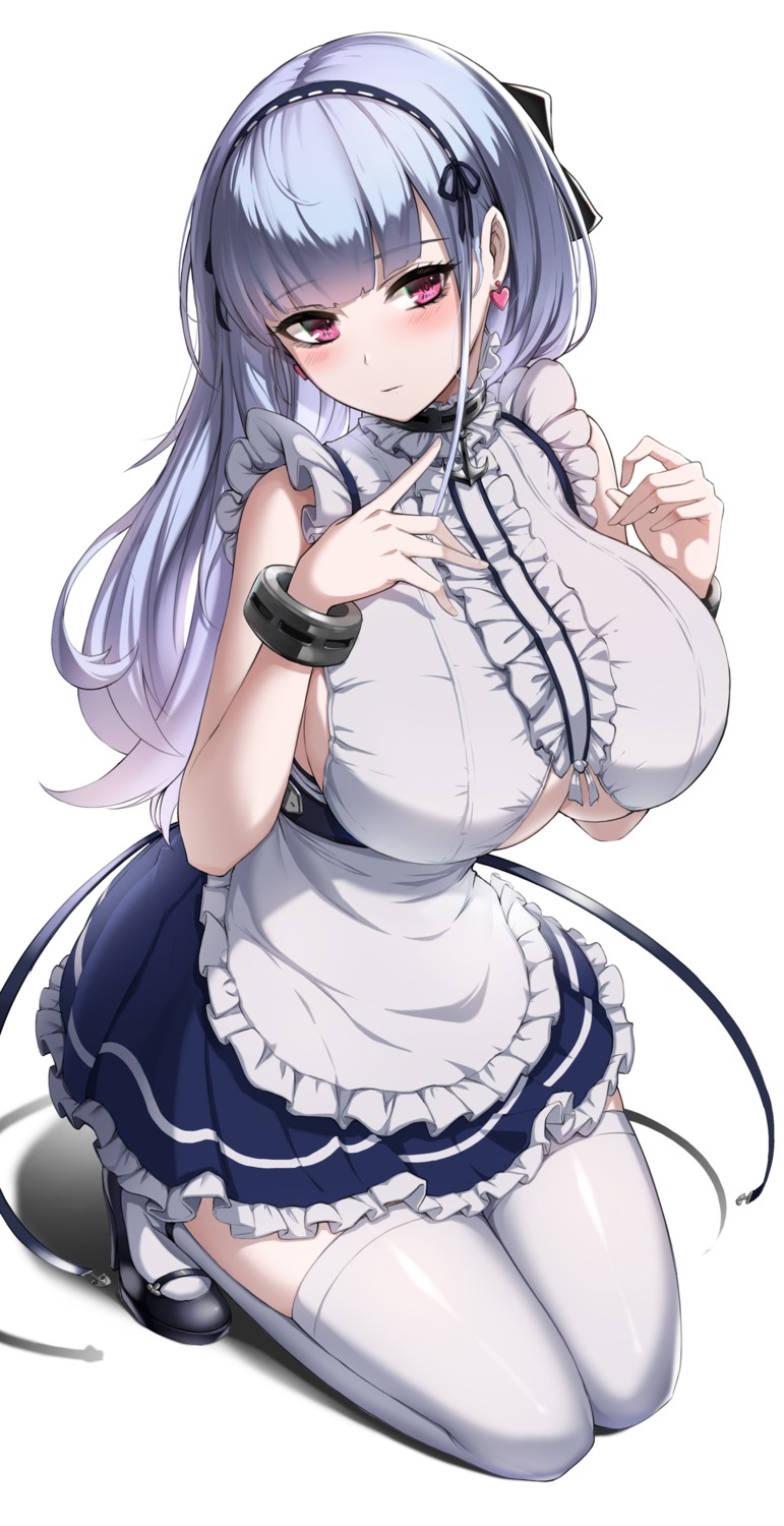 azur_lane breast_hold dido_(azur_lane) maid mingakk thighhighs underboob