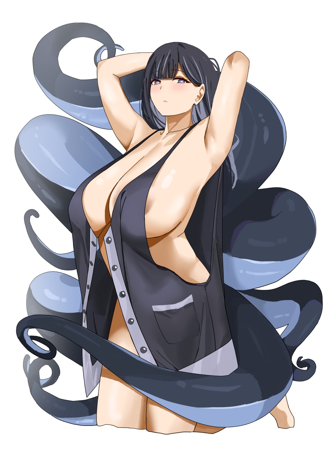 areola bottomless no_bra open_shirt tentacles tnr_(horiko1525)