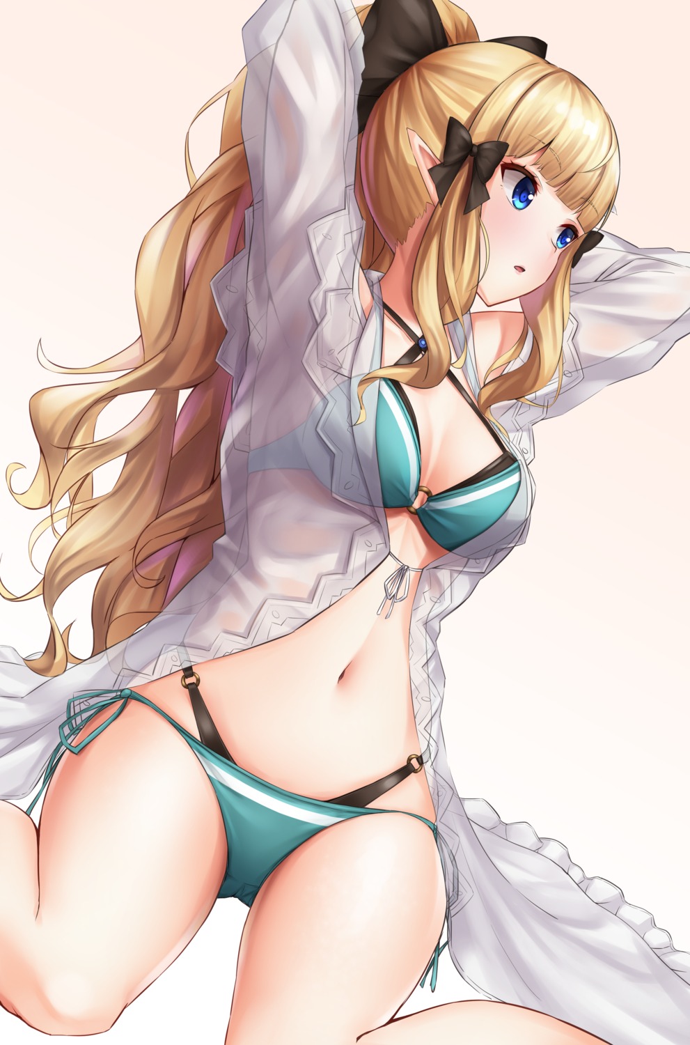 bikini cleavage open_shirt pointy_ears princess_connect princess_connect!_re:dive sasaki_saren see_through swimsuits tonelico1213