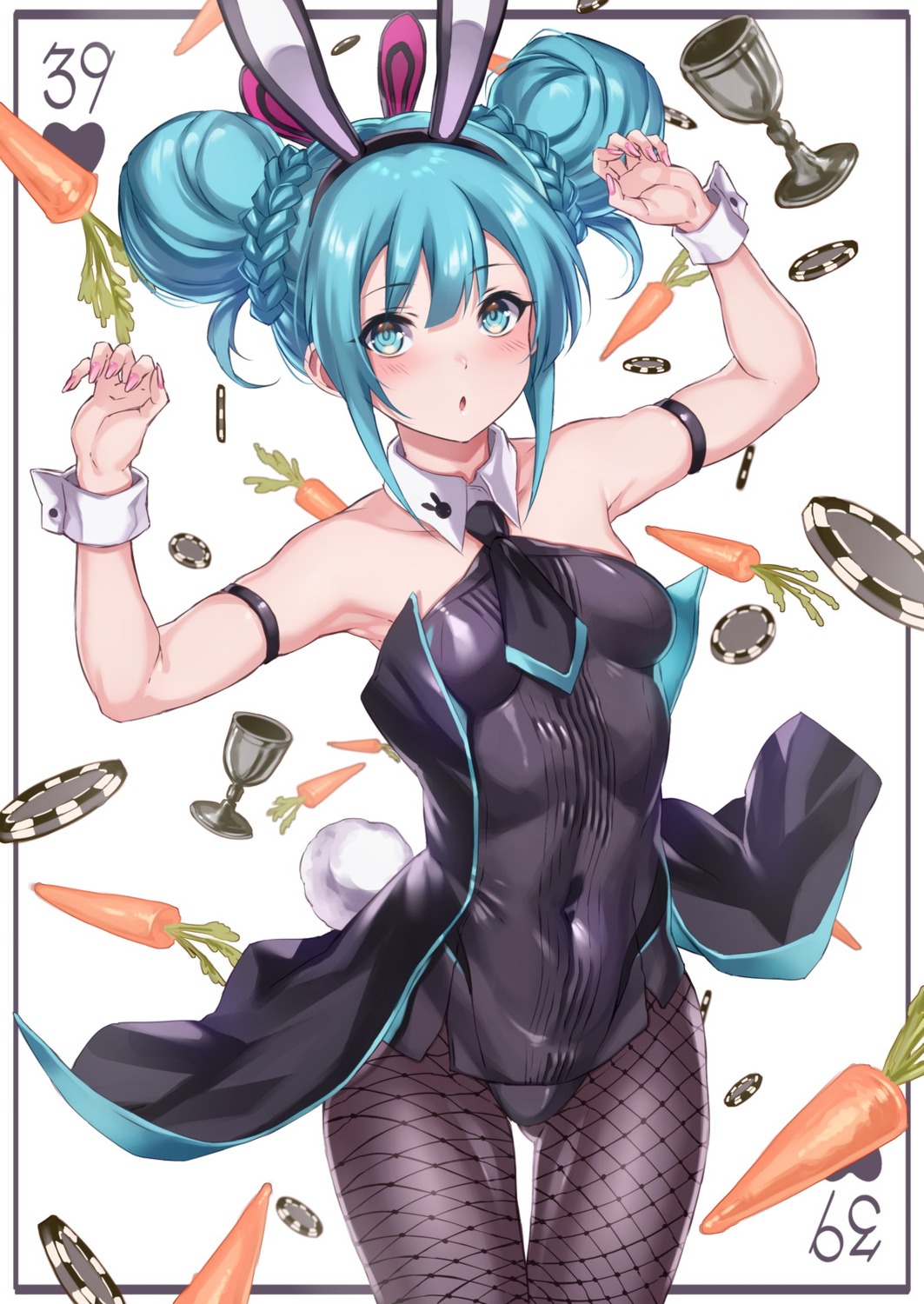 animal_ears bicute_bunnies_miku bunny_ears bunny_girl fishnets hatsune_miku lzepiscc219 pantyhose tail vocaloid