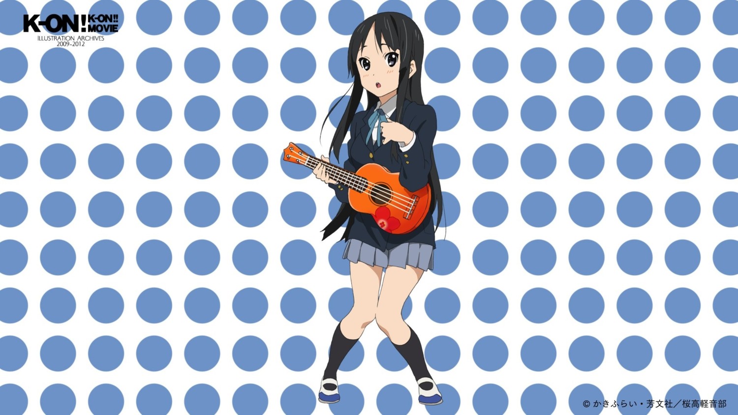 akiyama_mio guitar horiguchi_yukiko k-on! seifuku wallpaper