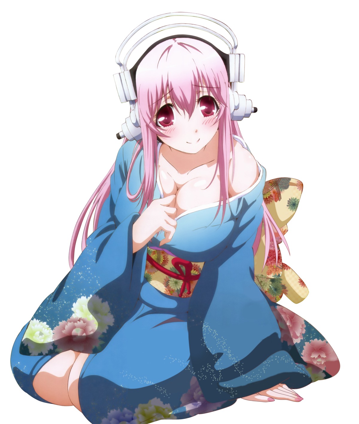 cleavage headphones kimono photoshop sonico super_sonico tamura_masafumi