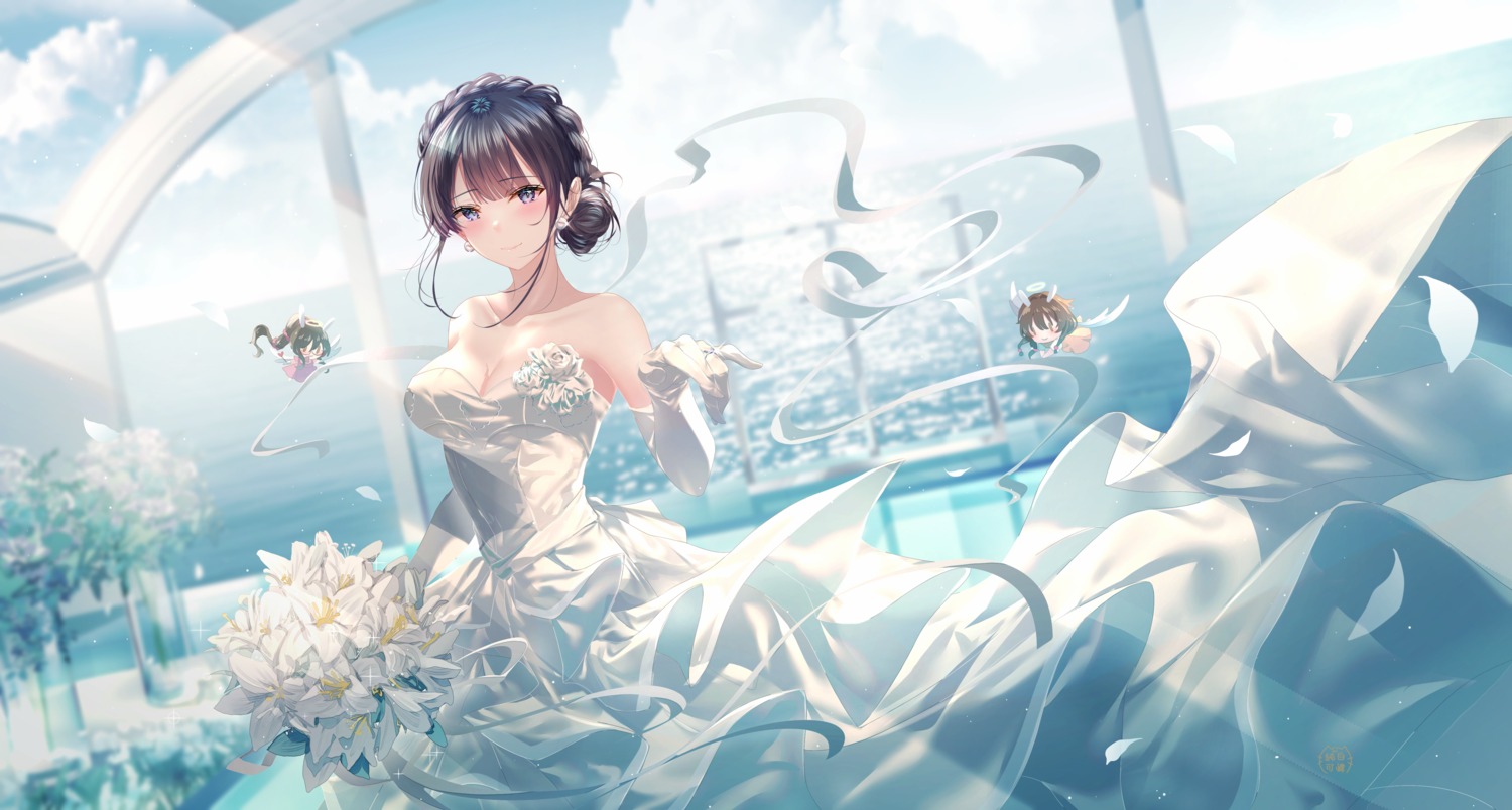 cleavage dress junpaku_karen makinohara_shouko no_bra seishun_buta_yarou skirt_lift wedding_dress