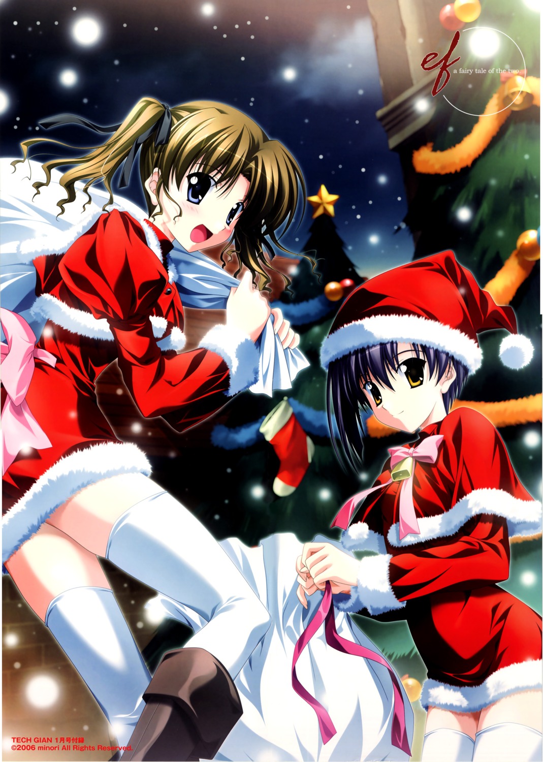 christmas ef_~a_fairytale_of_the_two~ hayama_mizuki nanao_naru shindou_kei thighhighs