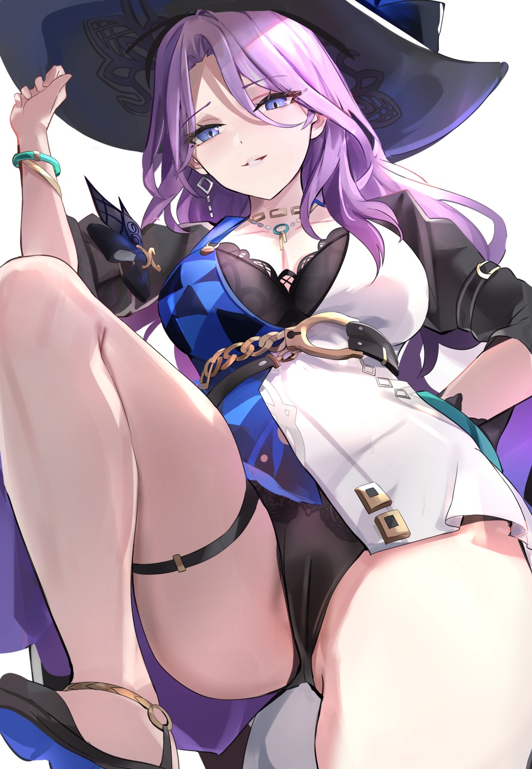 bra cameltoe garter honkai:_star_rail jade_(honkai:_star_rail) pantsu skirt_lift thong tomas_(kaosu22) witch