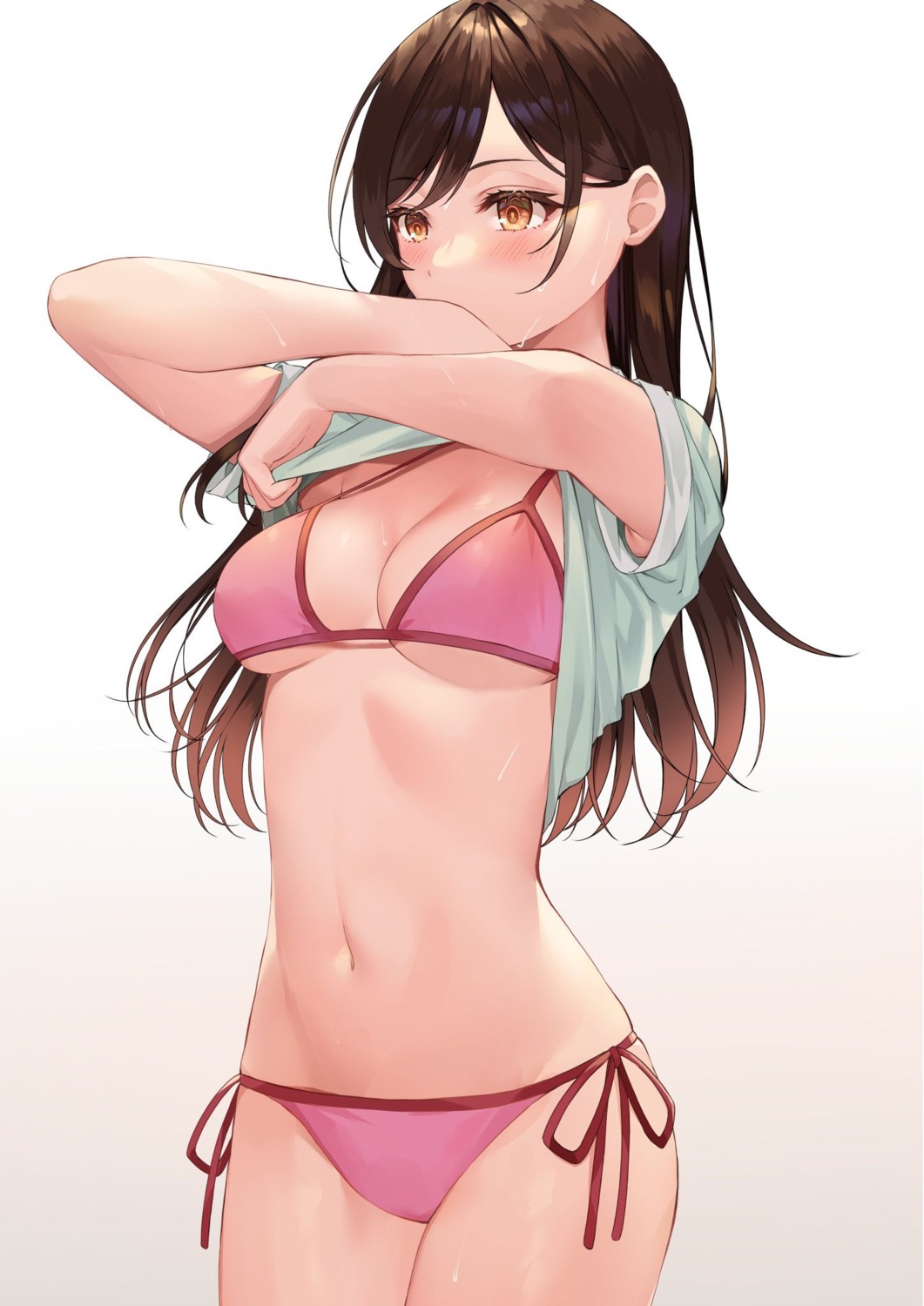 bikini cleavage hizuki_higure kanojo_okarishimasu mizuhara_chizuru shirt_lift swimsuits underboob undressing