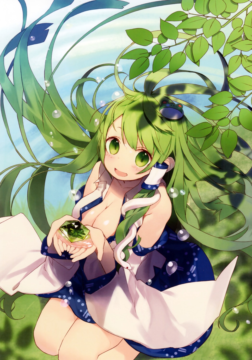 cleavage kitada_mo kochiya_sanae open_shirt touhou