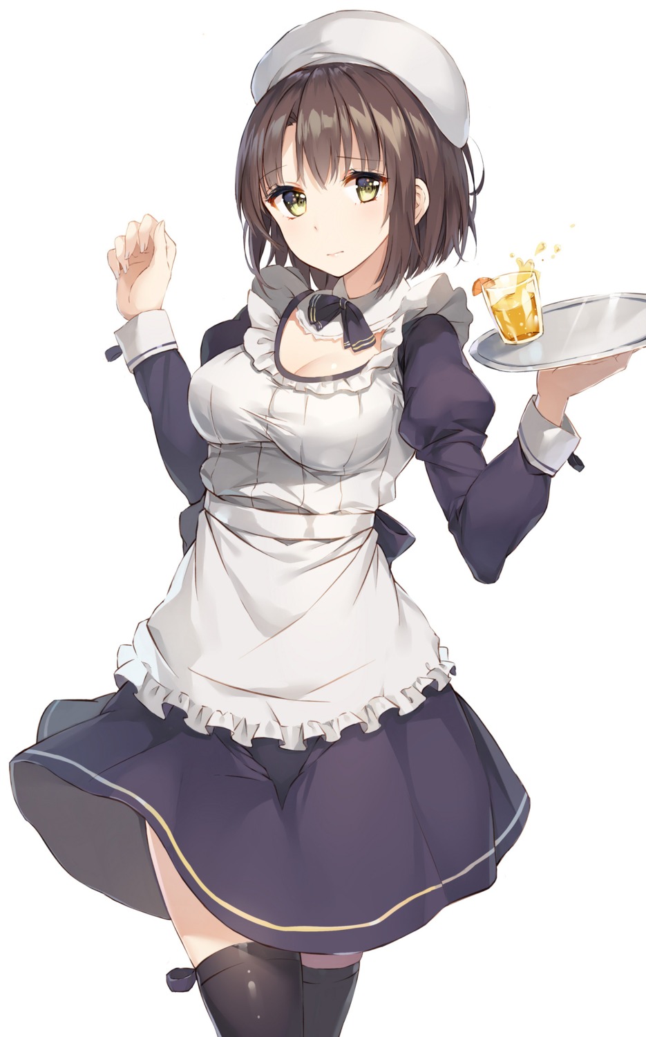 cleavage katou_megumi maid rikoma saenai_heroine_no_sodatekata saenai_heroine_no_sodatekata_flat thighhighs waitress