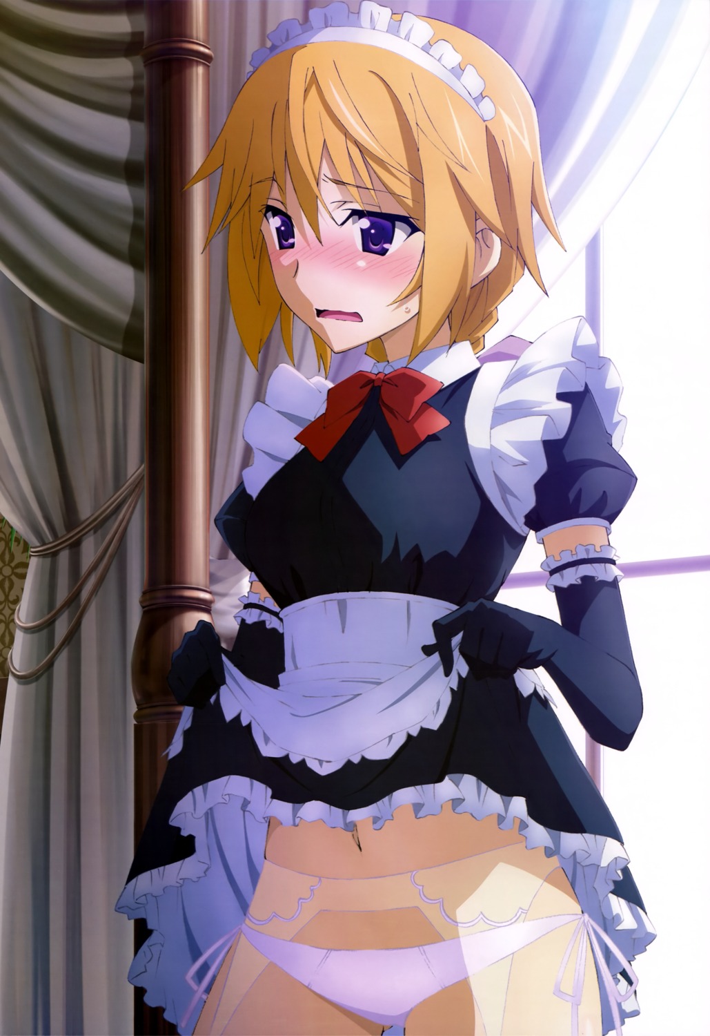 charlotte_dunois garter_belt infinite_stratos maid pantsu skirt_lift string_panties