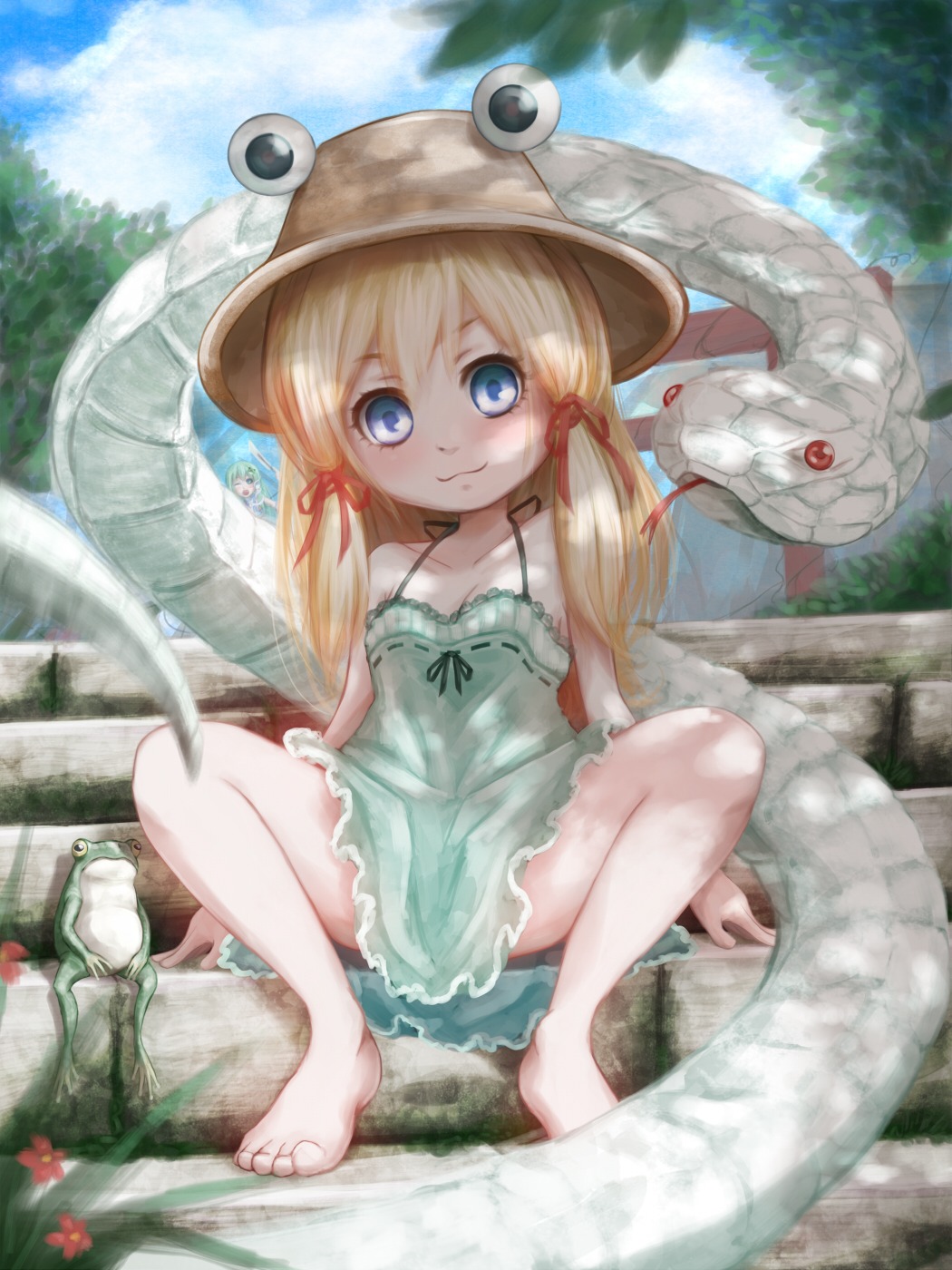 dress hoshibuchi kochiya_sanae loli mishaguji moriya_suwako summer_dress touhou