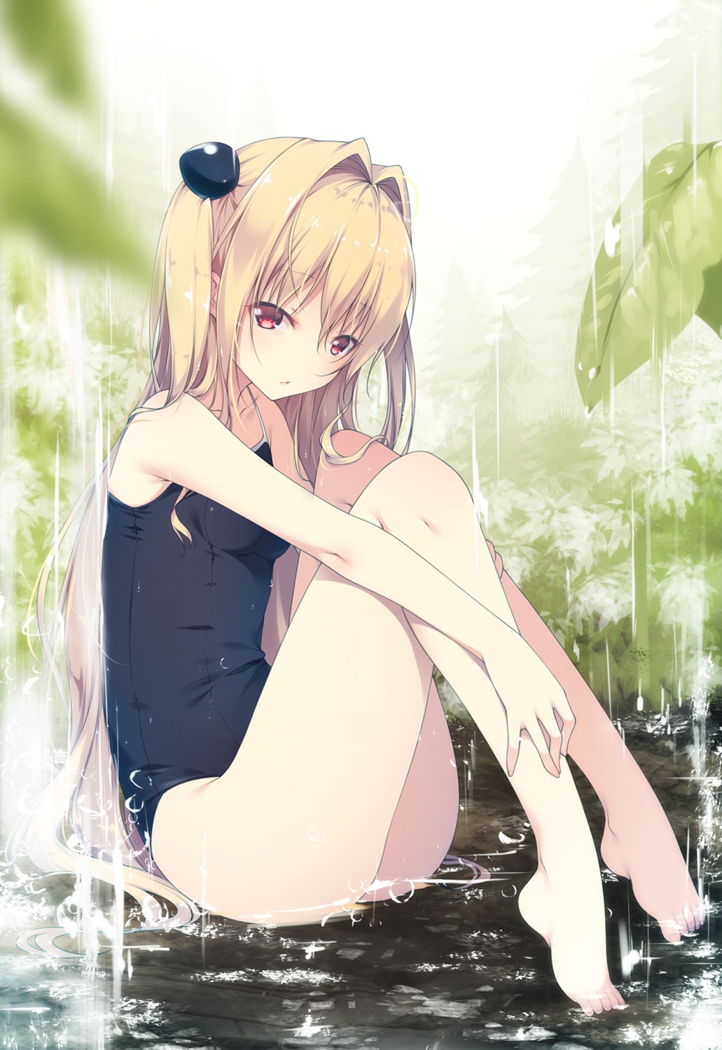 feet golden_darkness mogu school_swimsuit swimsuits to_love_ru to_love_ru_darkness wet