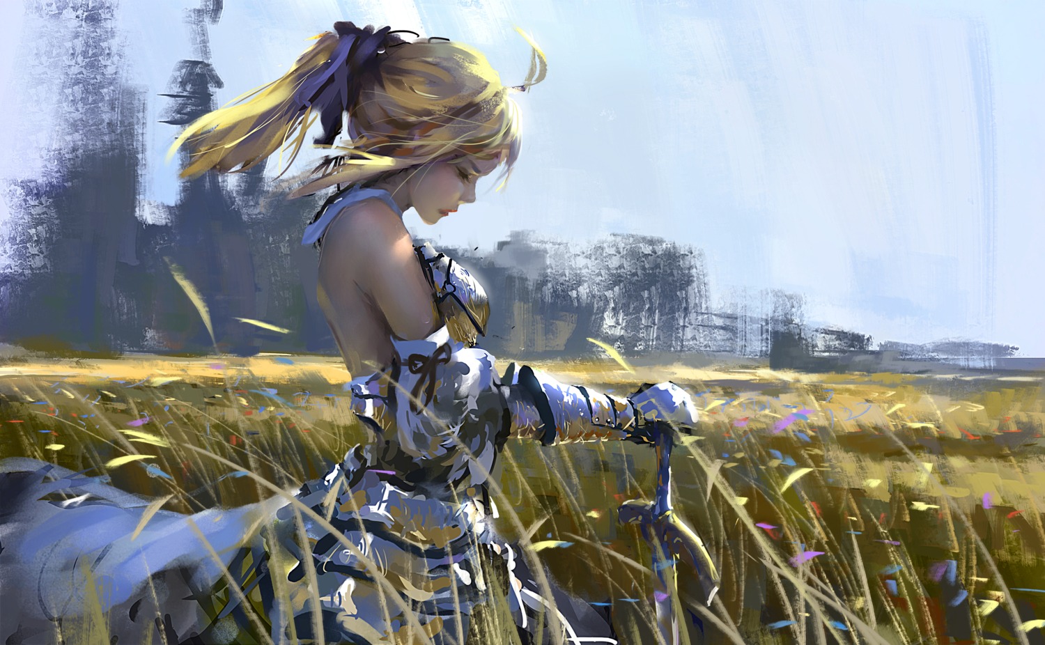 armor fate/grand_order saber saber_lily sword wlop