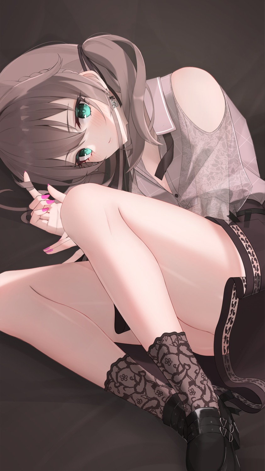 hololive natsuiro_matsuri open_shirt see_through skirt_lift thomas_8000