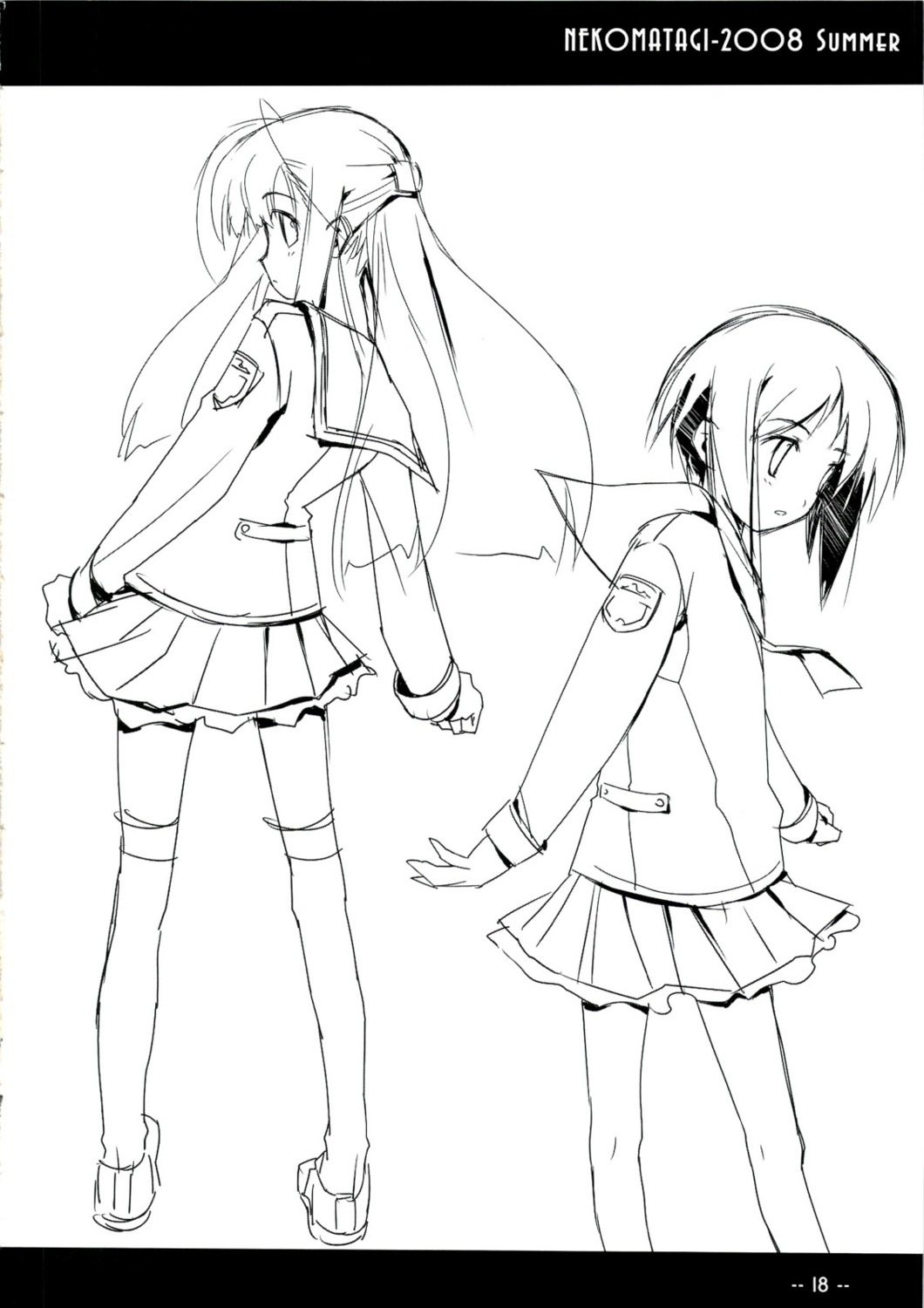 monochrome nekoyashiki sasaki_mutsumi seifuku sketch thighhighs