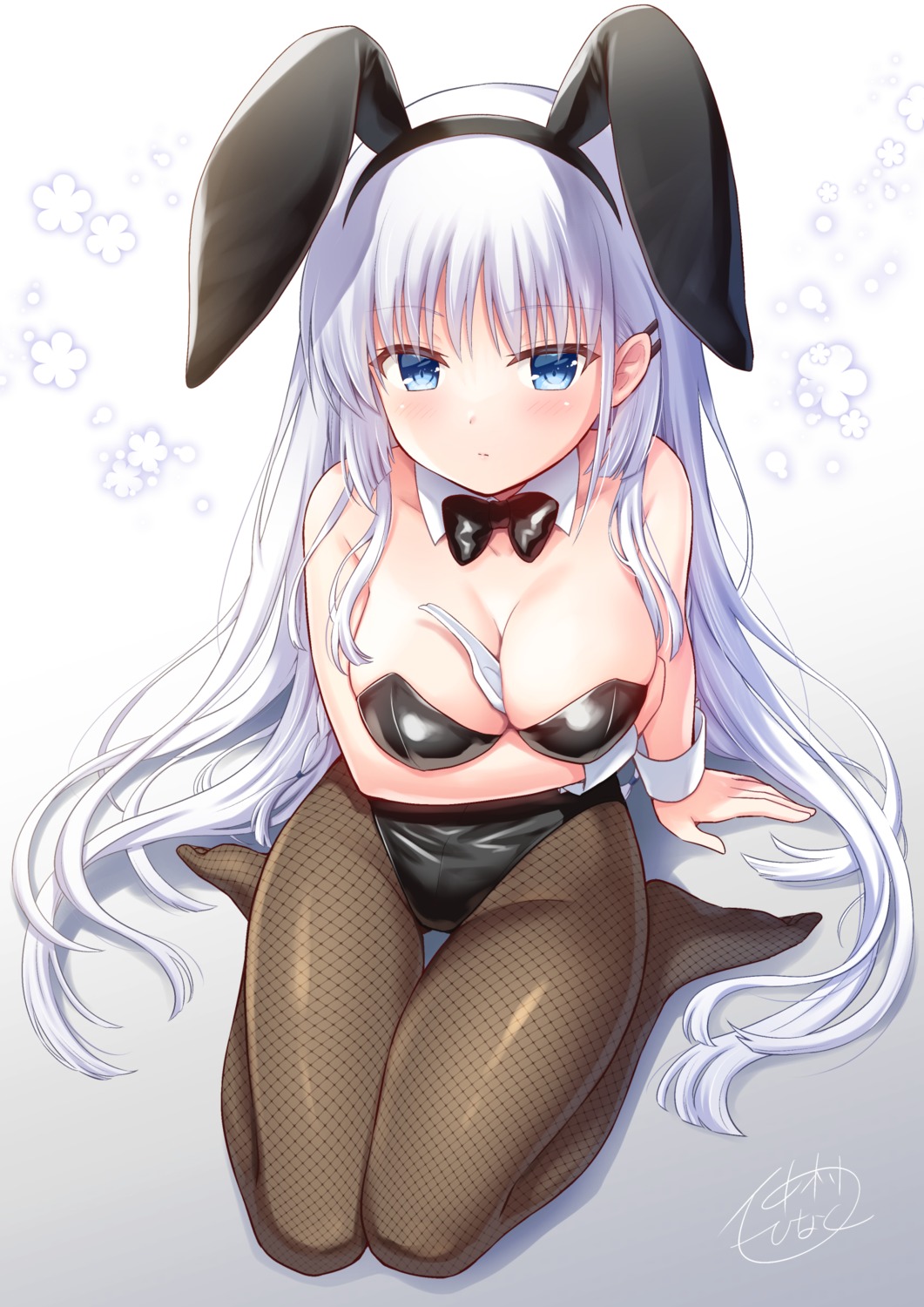 animal_ears breast_hold bunny_ears bunny_girl fishnets nakamura_hinato naruse_shiroha no_bra pantyhose summer_pockets