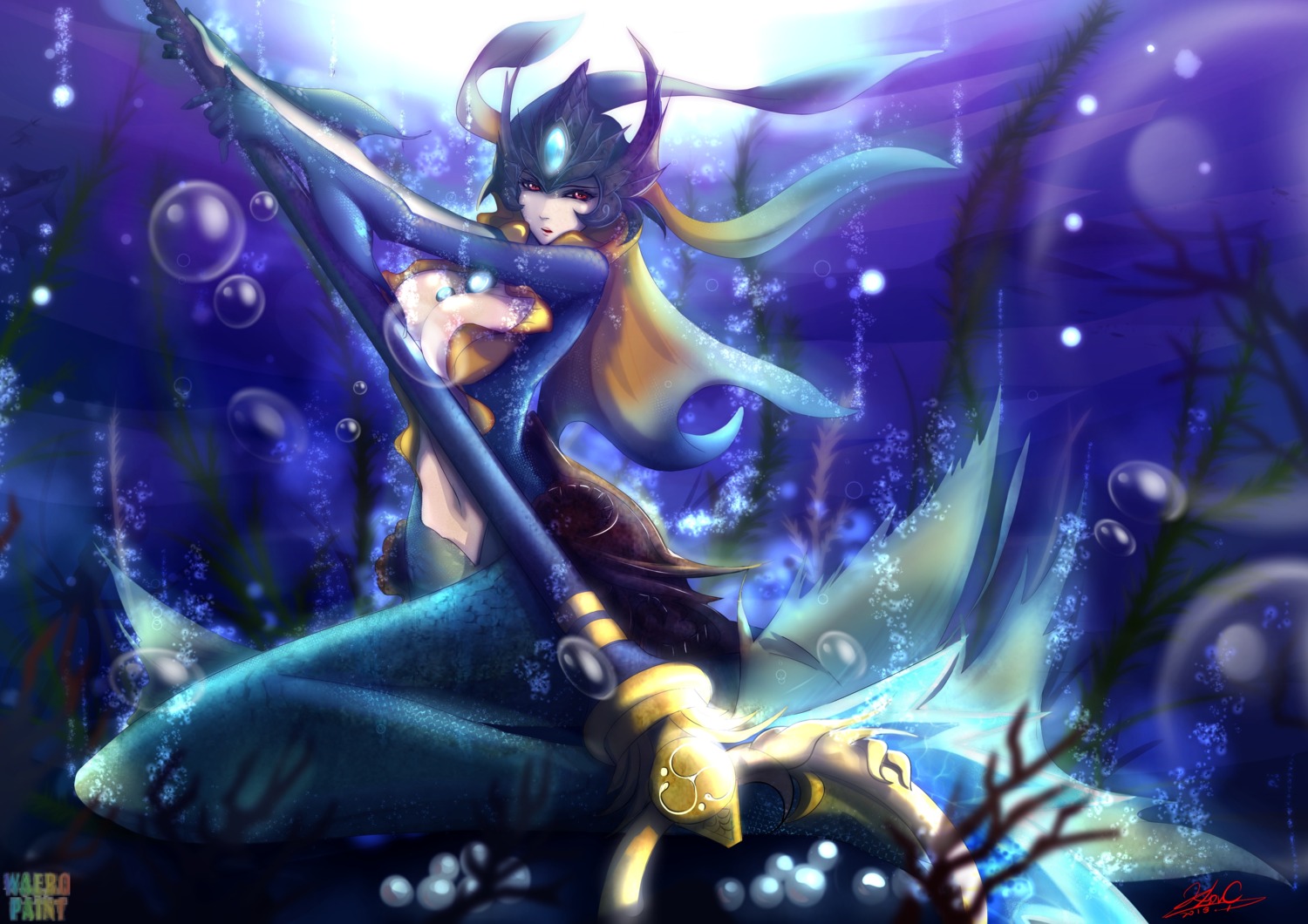 cleavage k.lovc. league_of_legends mermaid monster_girl nami_(league_of_legends)