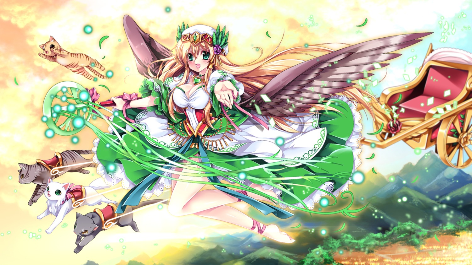 dress freyja_the_fertility_goddess neko puzzle_&_dragons sakurano_ruu wallpaper wings