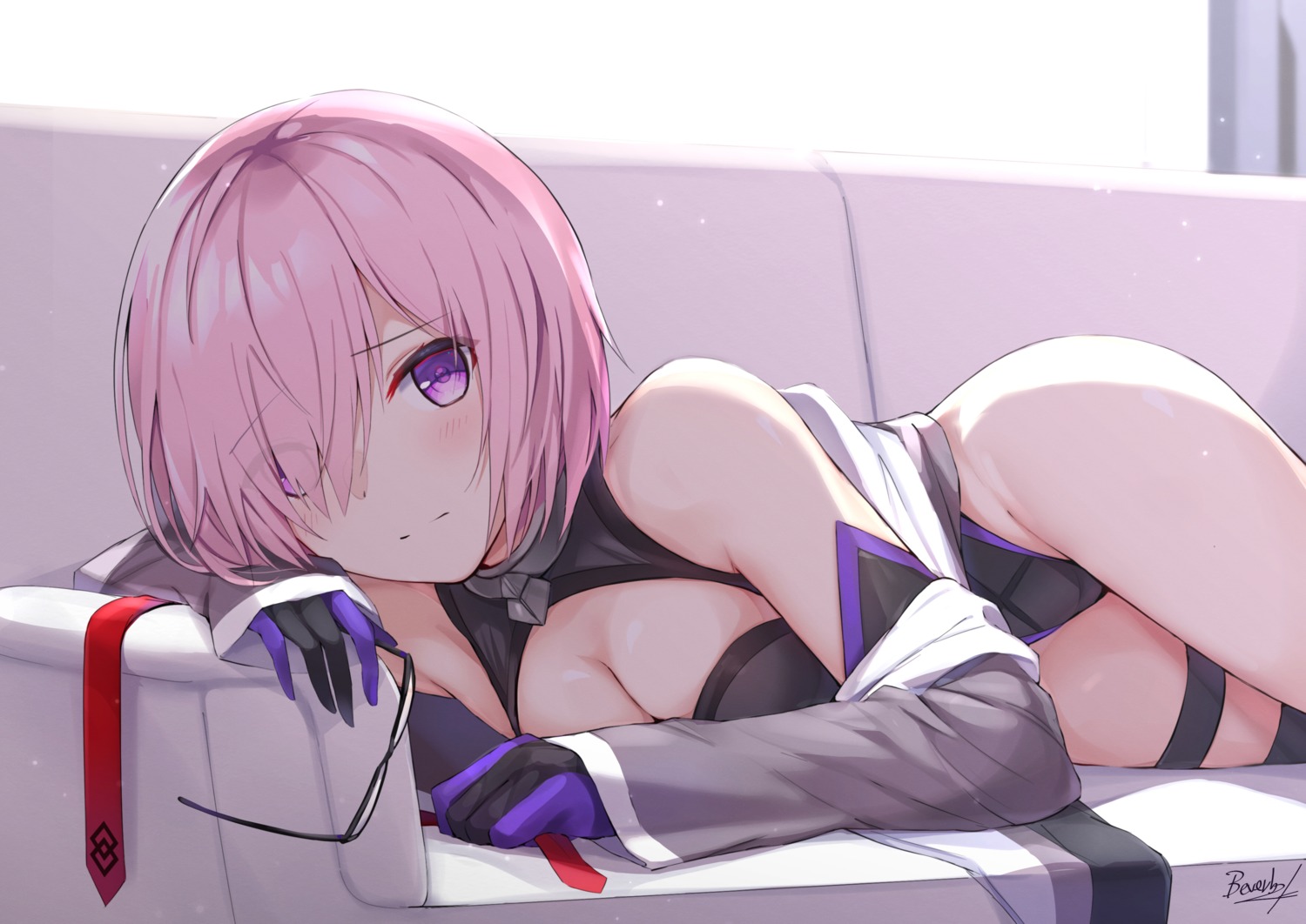 bee_doushi cleavage fate/grand_order garter leotard mash_kyrielight thighhighs