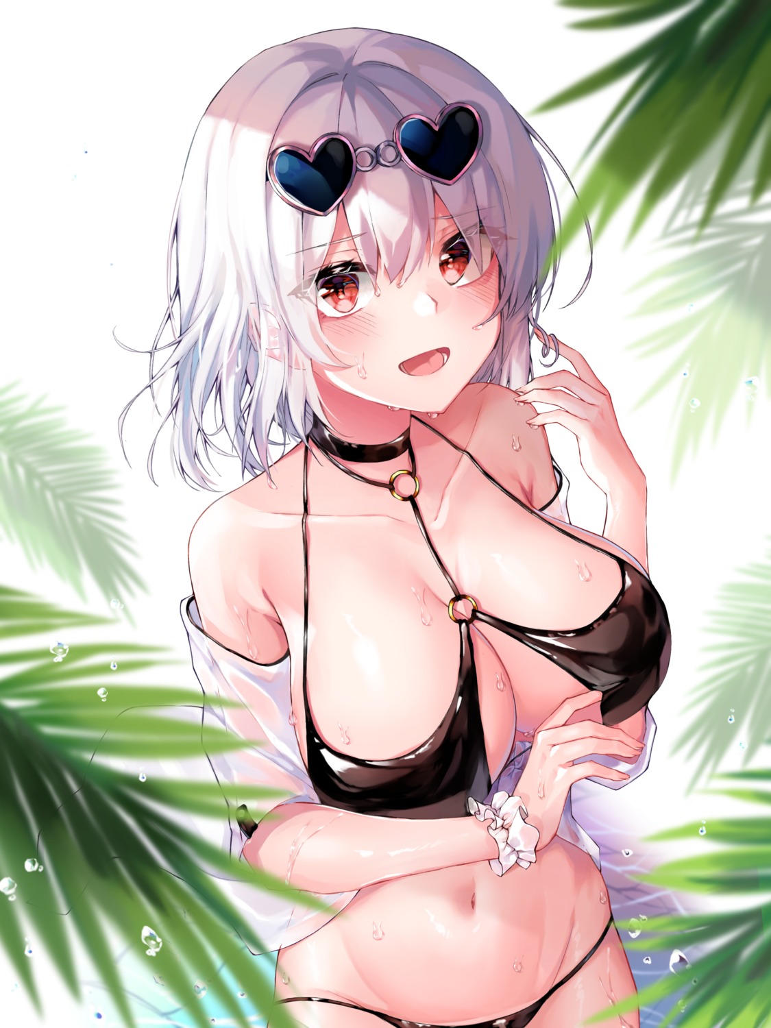 azur_lane bikini breast_hold cleavage fage megane see_through sirius_(azur_lane) swimsuits wet wet_clothes