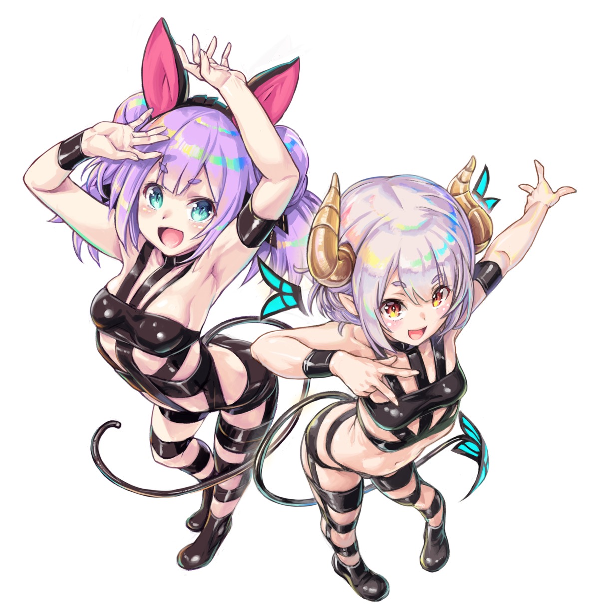 animal_ears horns ore_p_1gou pointy_ears rami_shia shia_sisters tail vivi_shia