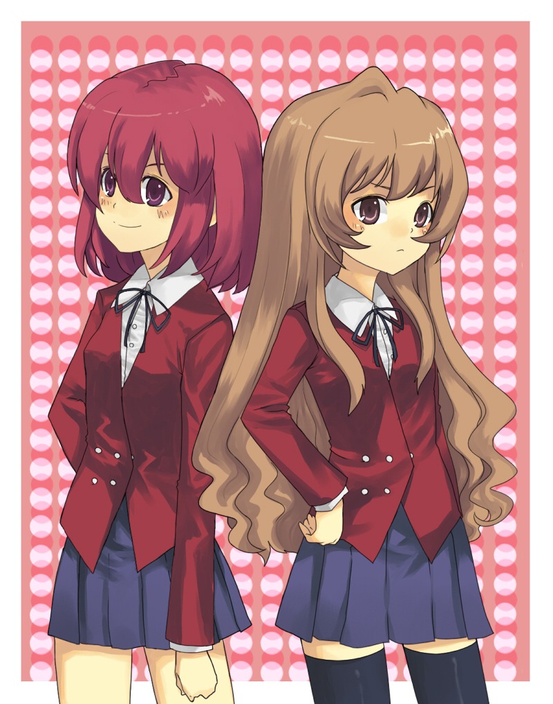 aisaka_taiga aki kushieda_minori seifuku thighhighs toradora!