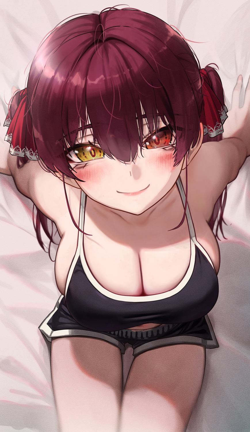 cleavage heterochromia hololive houshou_marine no_bra torriet