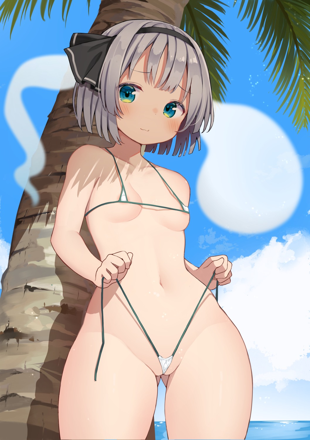 areola bikini erect_nipples konpaku_youmu loli mamemochi myon swimsuits thong touhou undressing