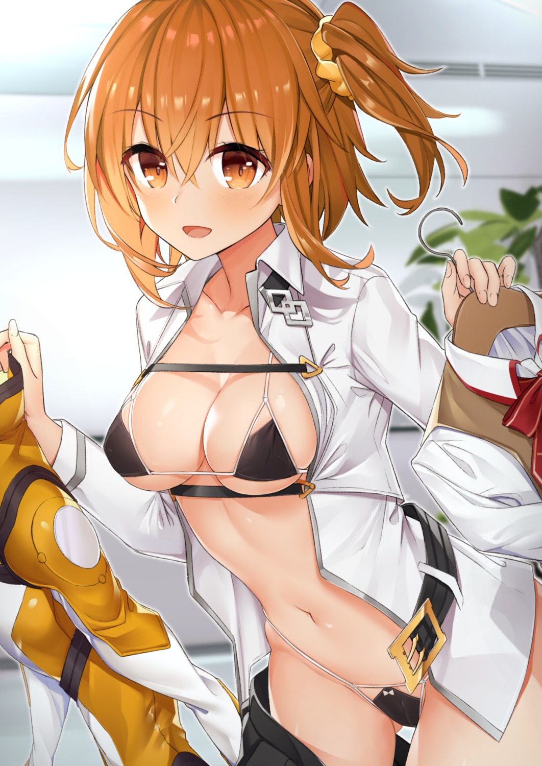 bikini fate/grand_order fujimaru_ritsuka_(female) open_shirt shuutou_haruka swimsuits