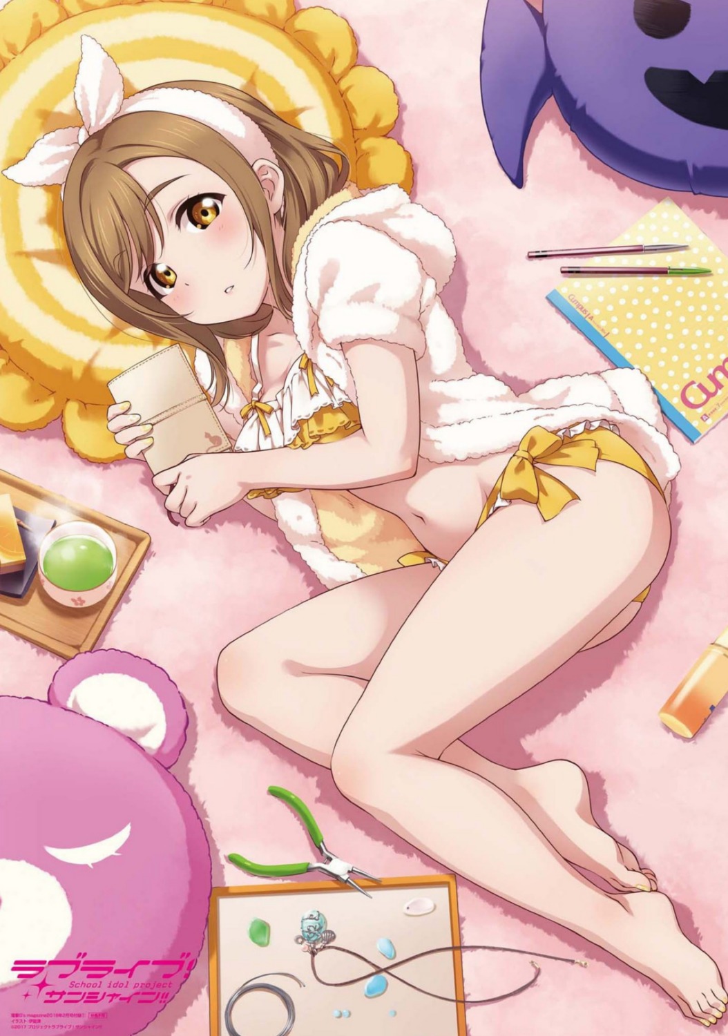 bikini cleavage feet inou_shin kunikida_hanamaru love_live!_sunshine!! open_shirt swimsuits