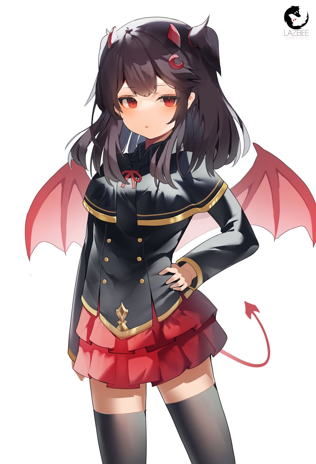 horns lazbee tail thighhighs wings