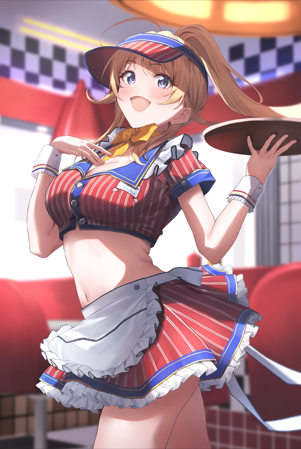 cleavage hachimiya_meguru the_idolm@ster the_idolm@ster_shiny_colors waitress yuuka1127t