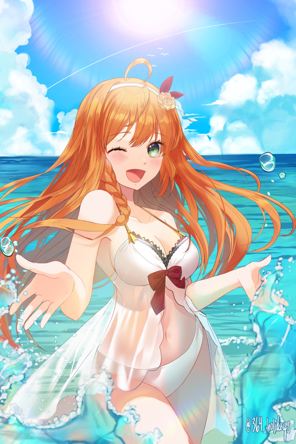 364 bikini cleavage pecorine princess_connect princess_connect!_re:dive see_through swimsuits wet