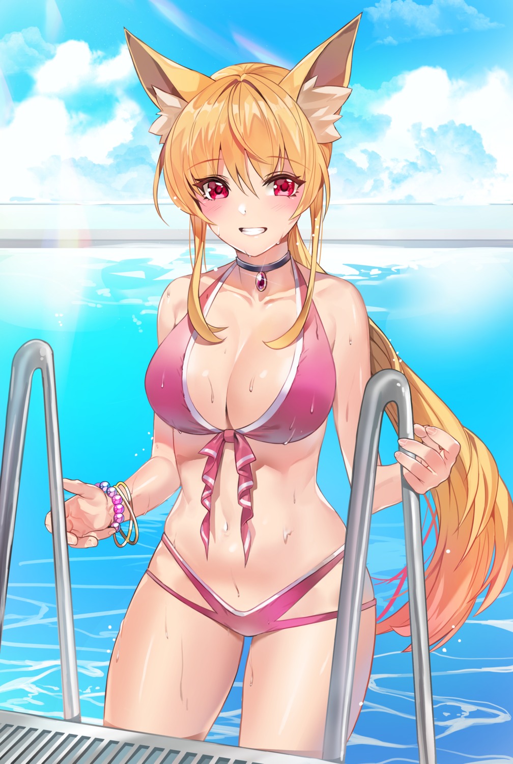 animal_ears bikini damda dungeon_fighter ellin_meiji swimsuits wet