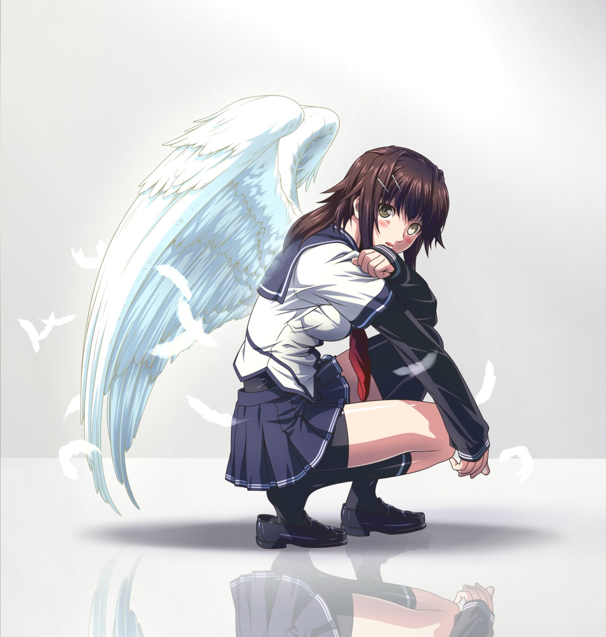 bodysuit furutaka_(kancolle) kantai_collection moto7927 seifuku thighhighs wings