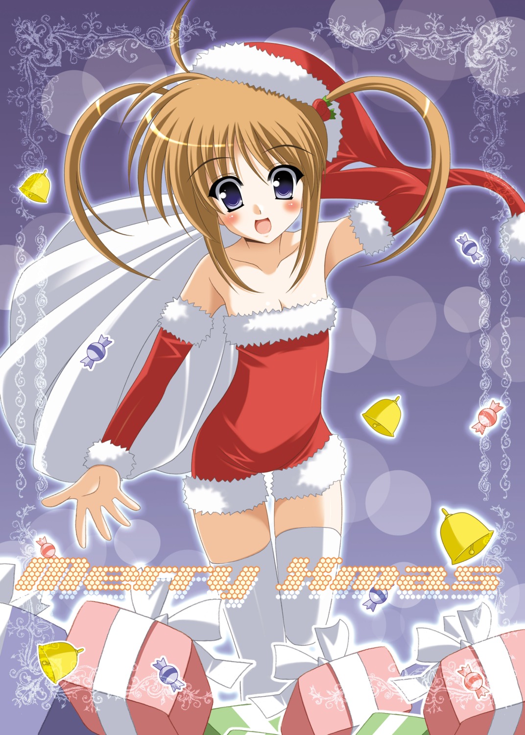 christmas mahou_shoujo_lyrical_nanoha oda_kenichi takamachi_nanoha thighhighs