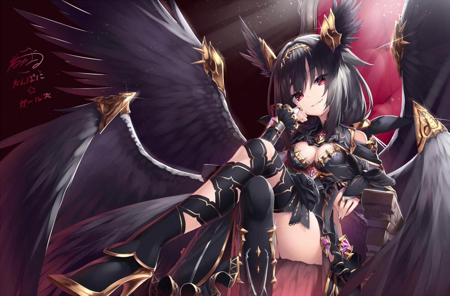 armor chabaneko cleavage heels horns thighhighs wings