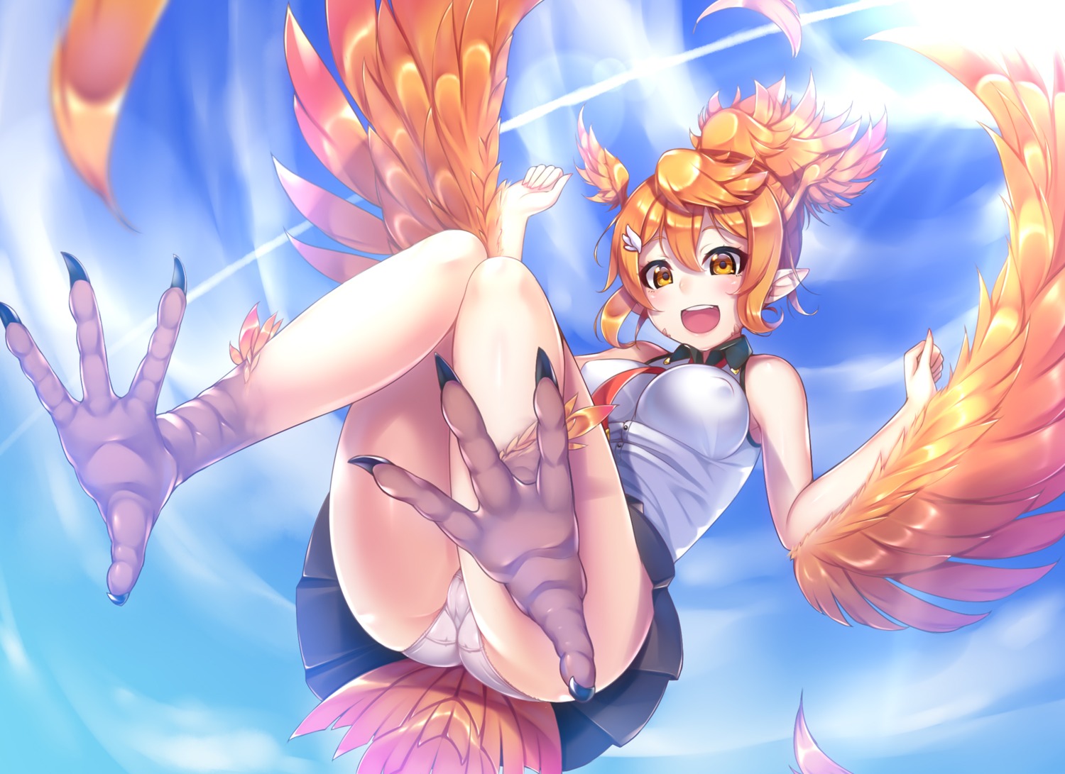 cameltoe erect_nipples monster_girl pantsu pointy_ears tagme tail wings