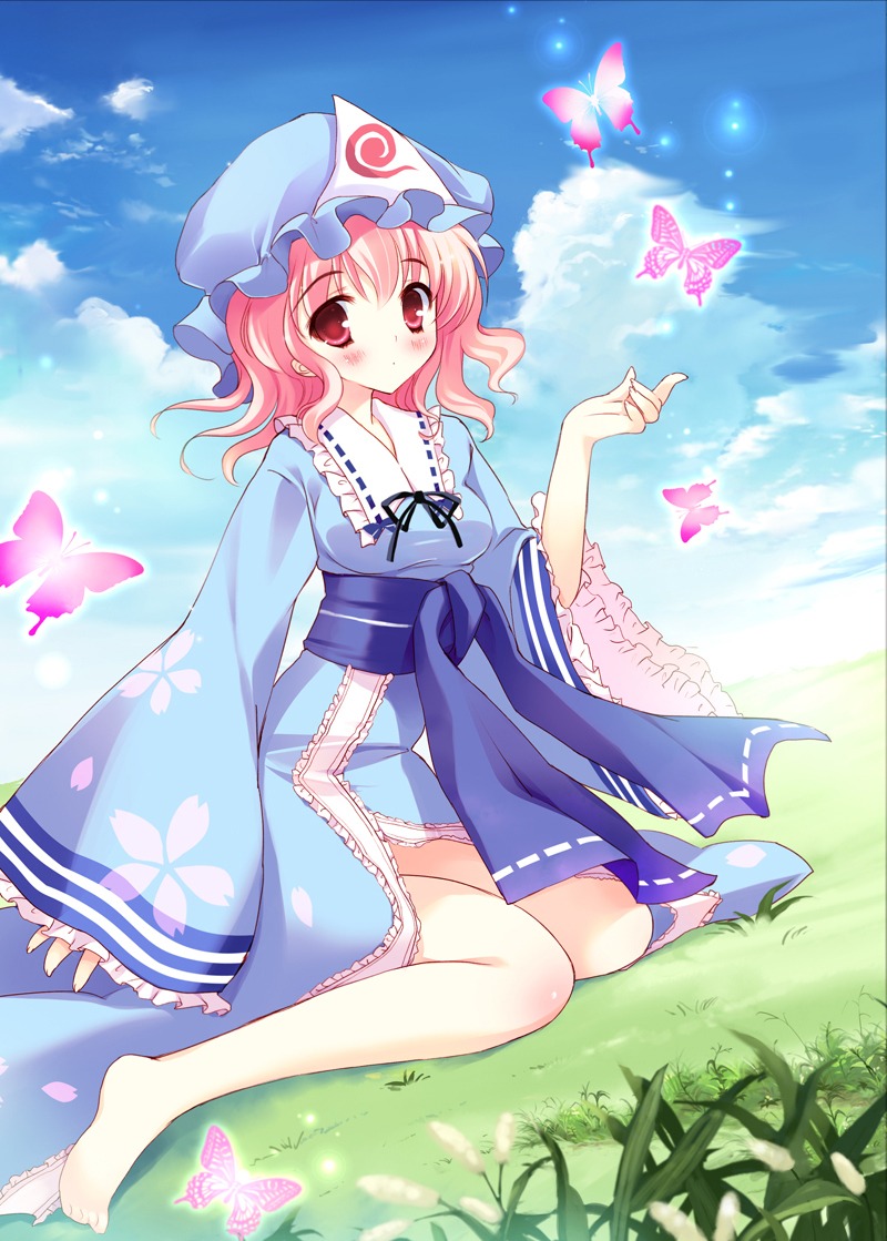 mamita saigyouji_yuyuko thighhighs touhou