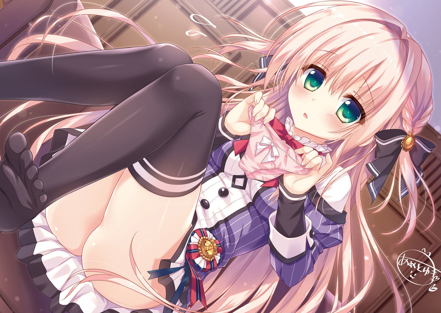 ameto_yuki feet nopan otome_domain saionji_kazari seifuku thighhighs