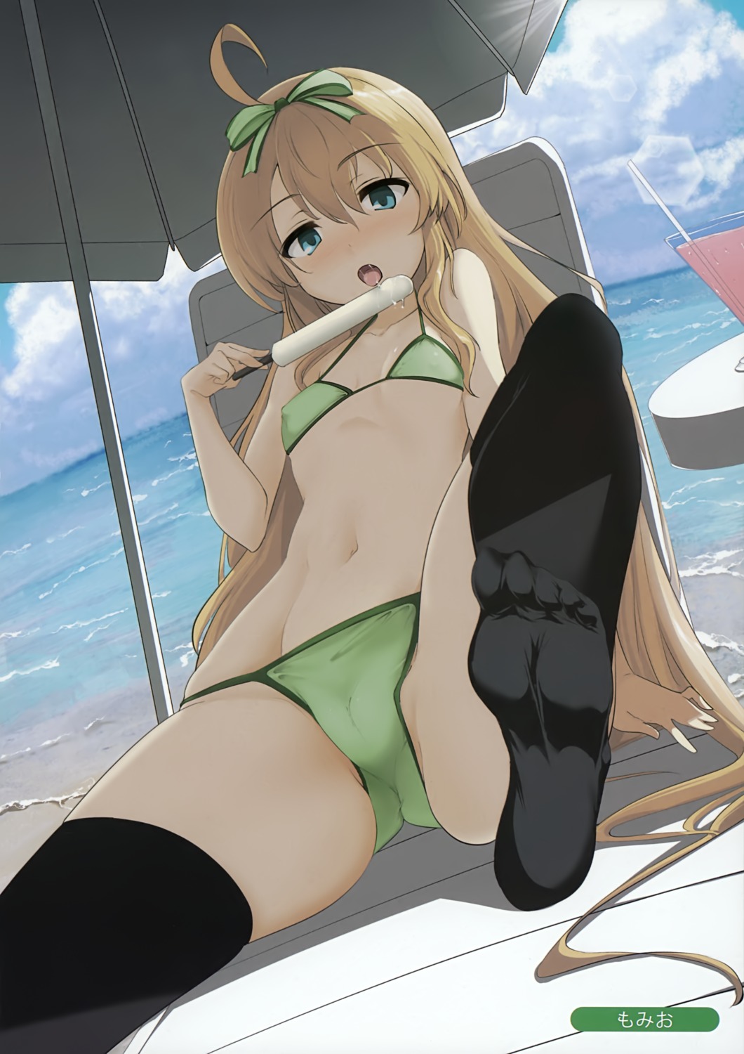 bikini cameltoe erect_nipples feet momio swimsuits thighhighs