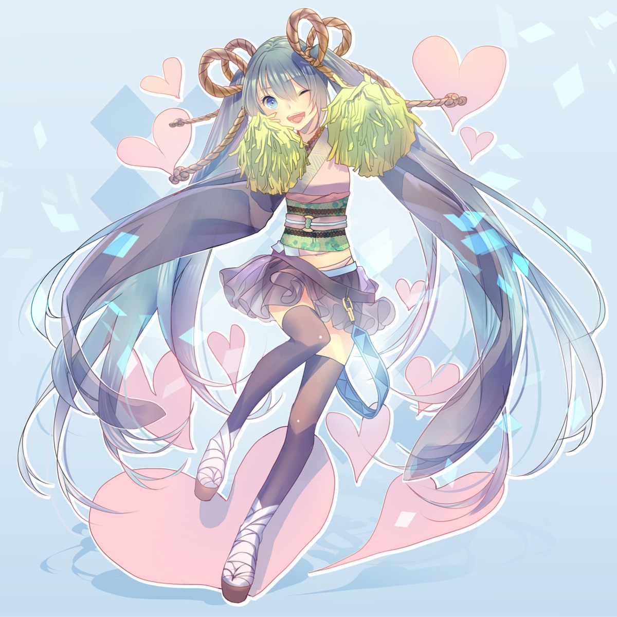 cheerleader hatsune_miku nuage thighhighs vocaloid