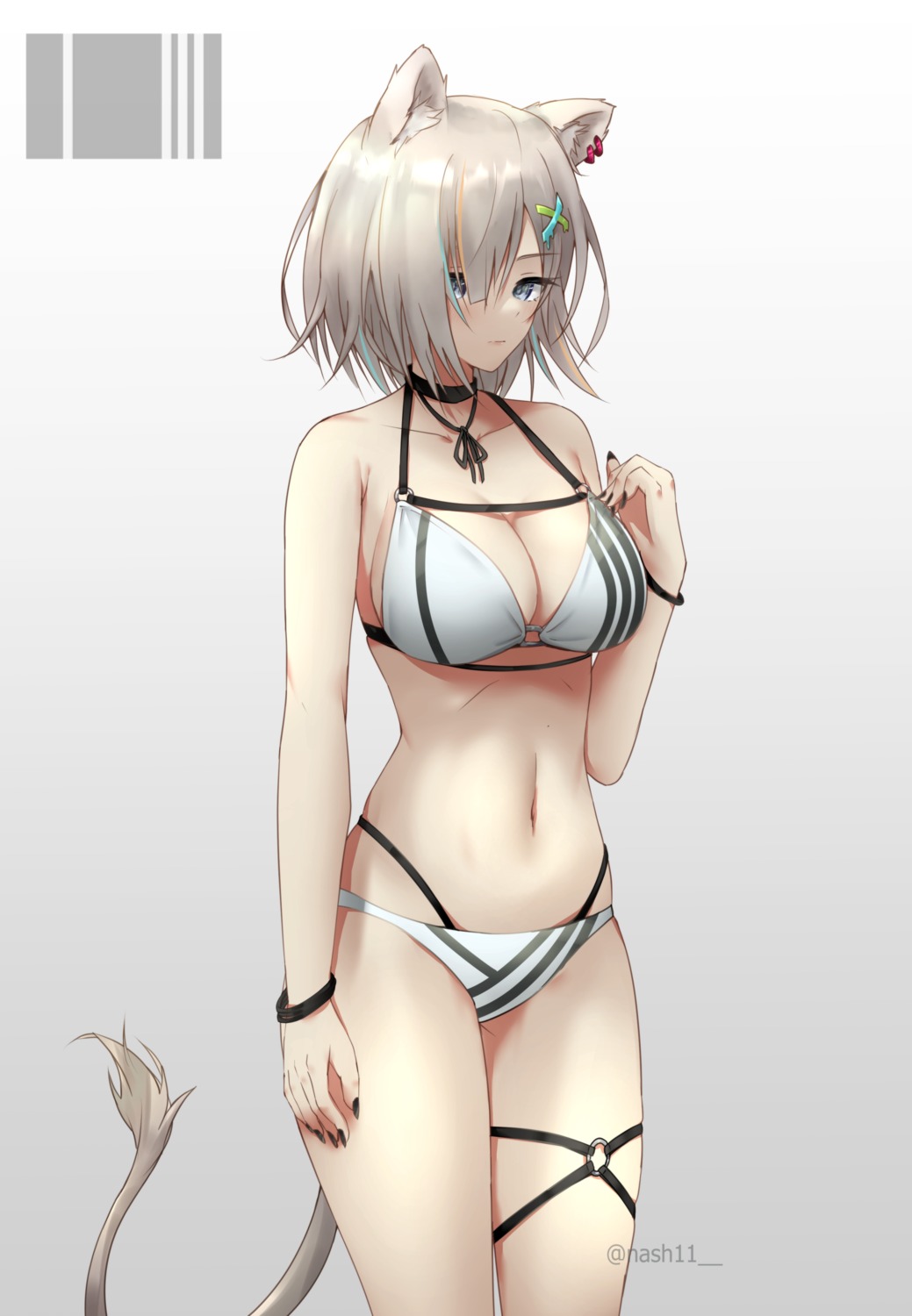 animal_ears bikini garter hololive nash11 shishiro_botan swimsuits tail