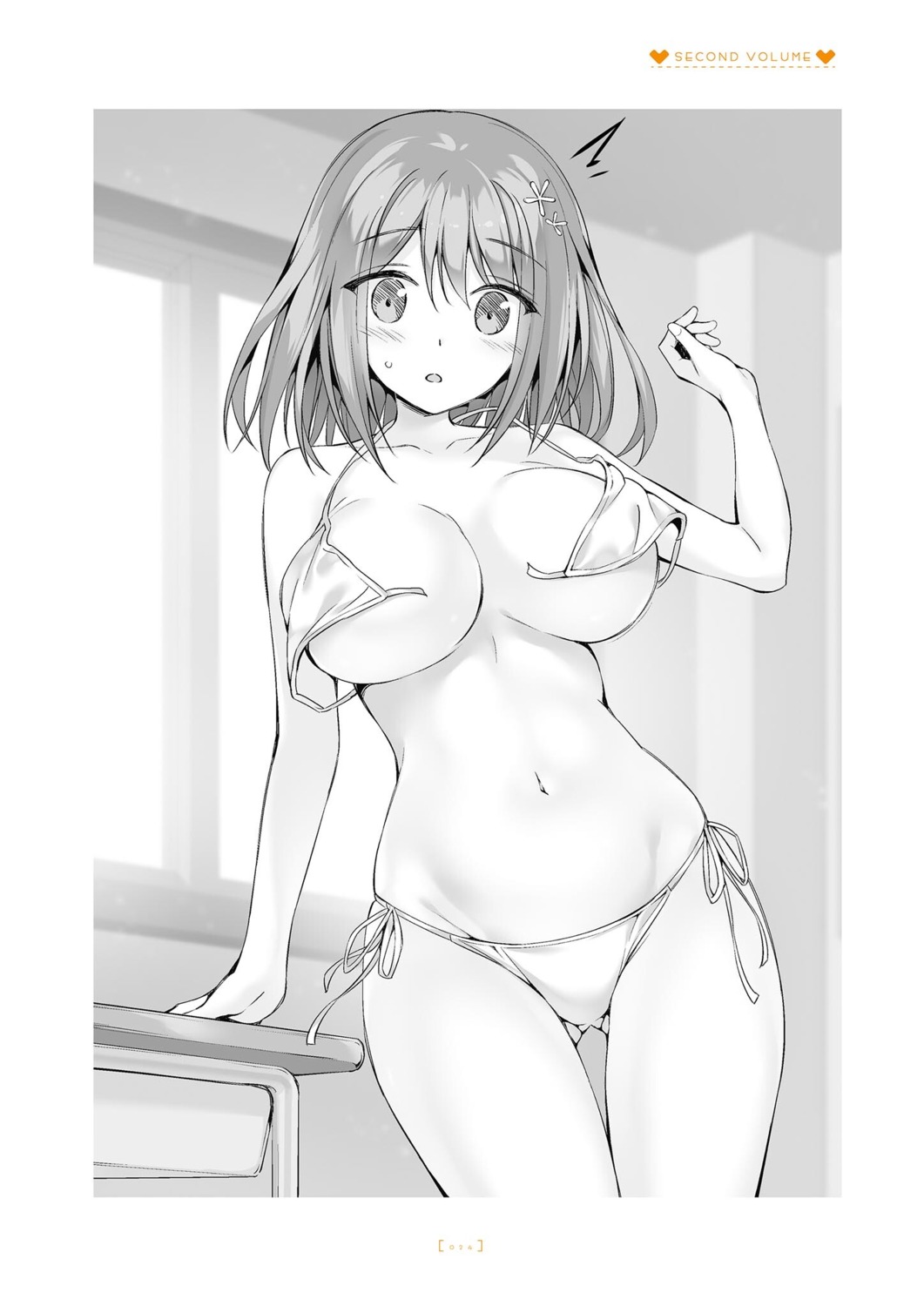 amanashi_nui bikini boku_no_kanojo_sensei monochrome oryou swimsuits wardrobe_malfunction