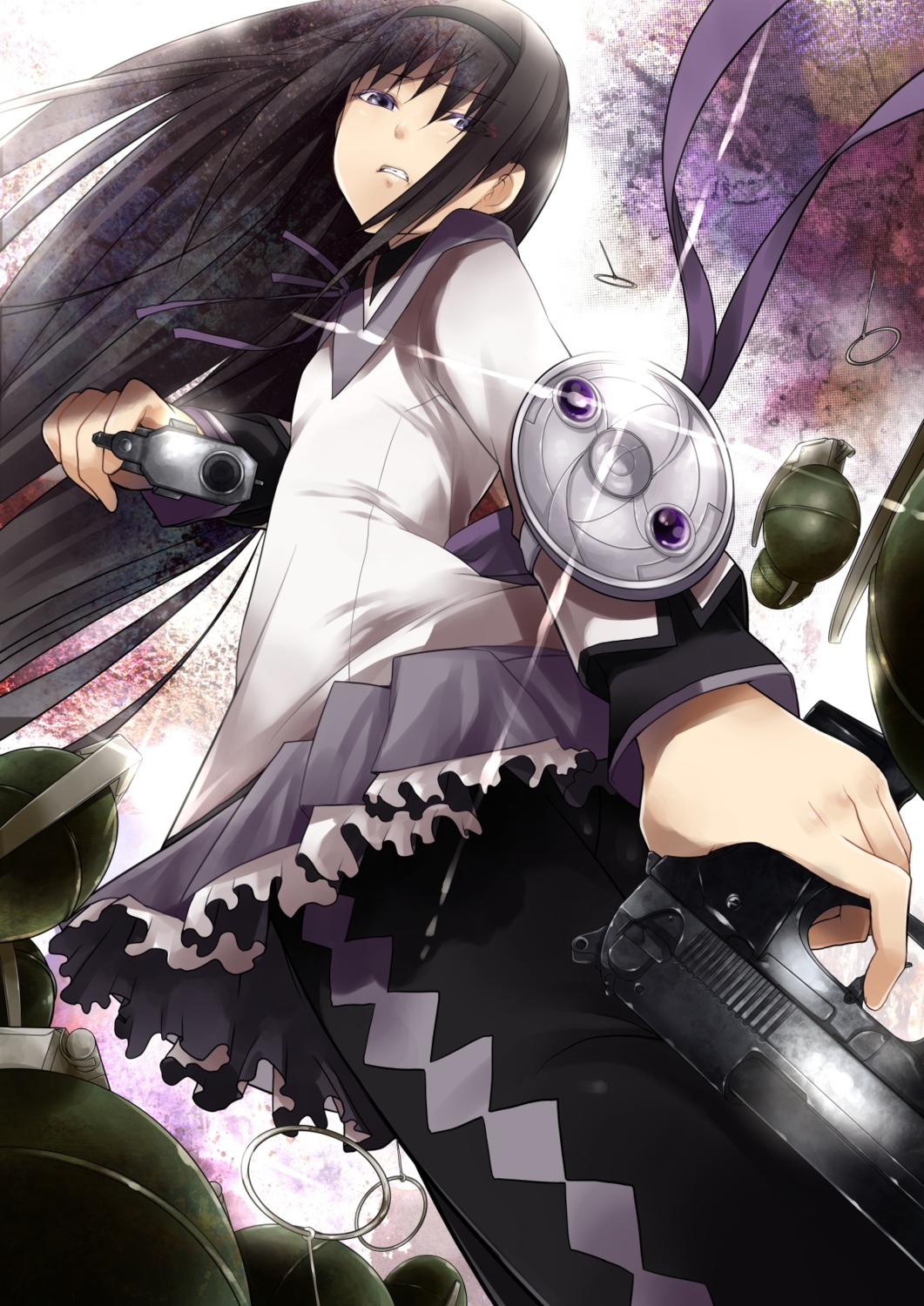 akemi_homura gun nishiide_kengorou pantyhose puella_magi_madoka_magica