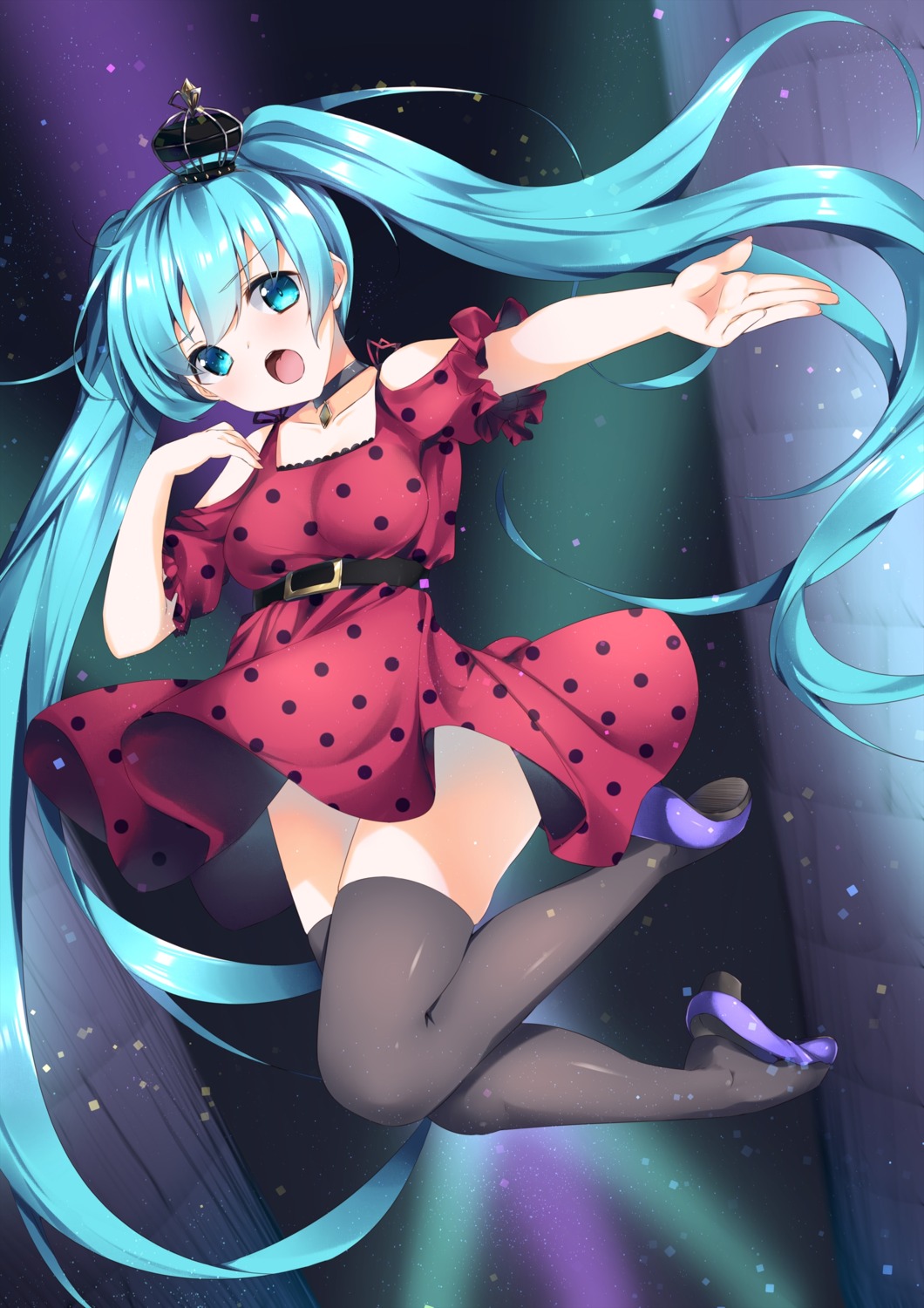 dress hatsune_miku heels miyashita_maka thighhighs vocaloid