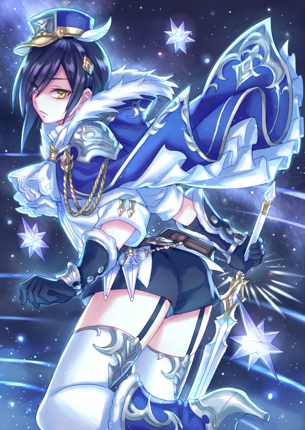 heels heterochromia male sword thighhighs zoff_(daria)