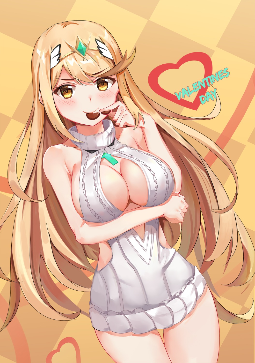 dress hikari_(xenoblade_2) kiiro_kimi no_bra sweater valentine xenoblade xenoblade_chronicles_2