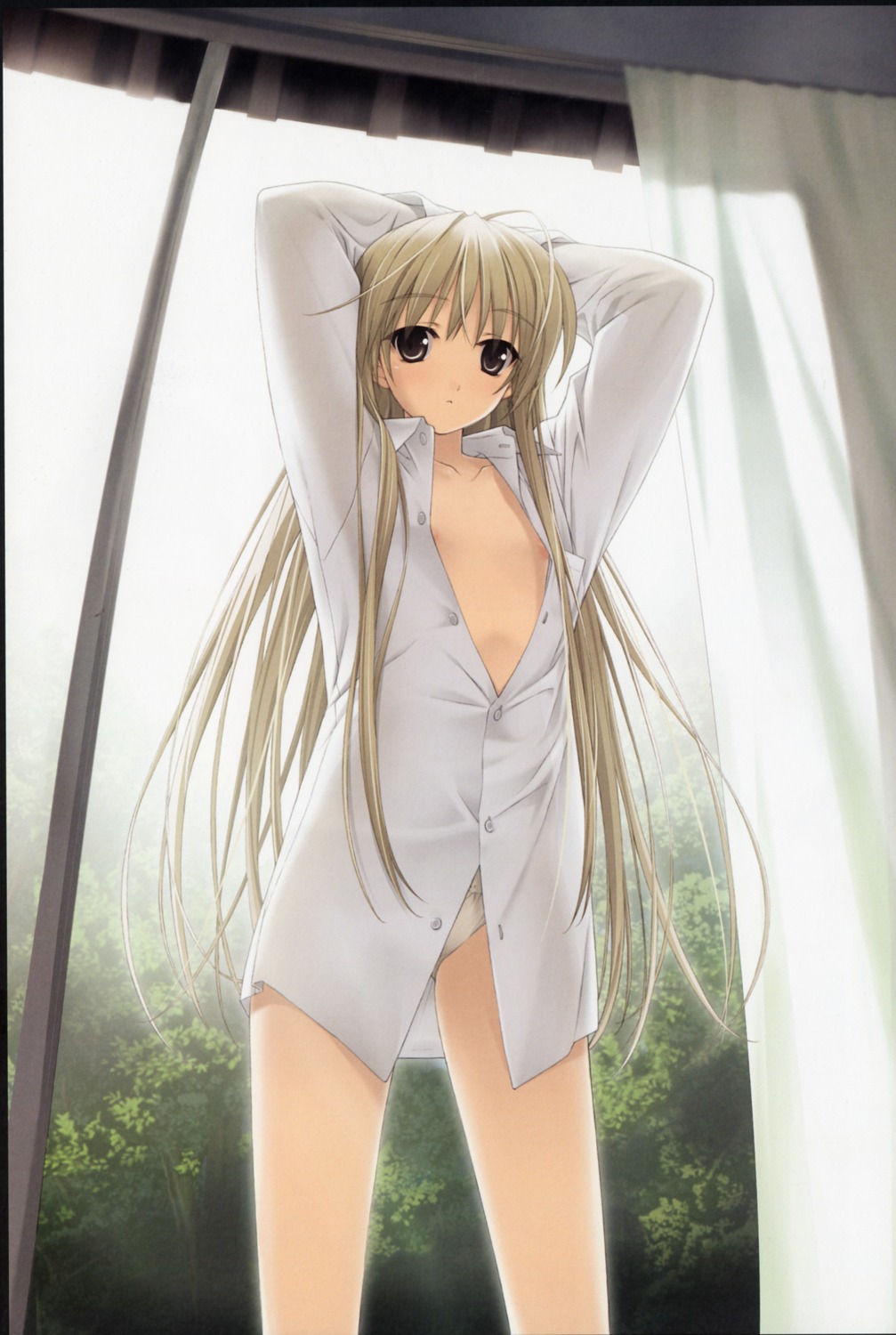 areola dress_shirt hashimoto_takashi kasugano_sora nipples no_bra pantsu sphere yosuga_no_sora