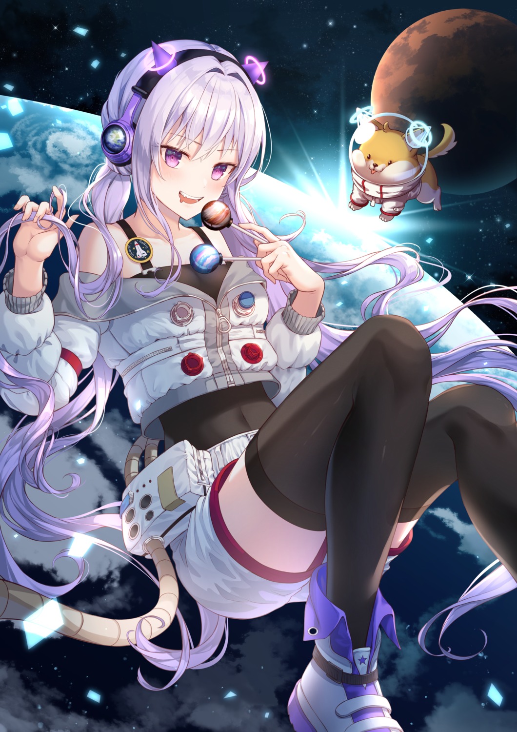 headphones horns ssalgolae thighhighs